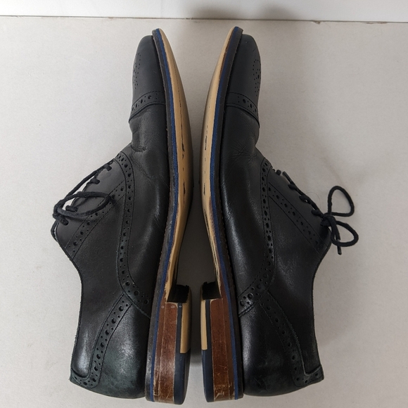 Johnston & Murphy Leather Black Cap Toe Shoes Size 9.5 - Picture 6 of 10